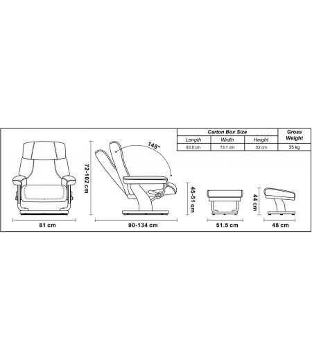 Sillón de relajación manual en piel o microstar - MINORQUE