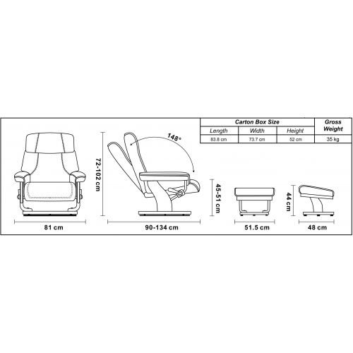 Sillón de relajación manual en piel o microstar - MINORQUE