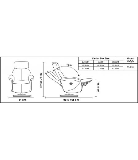 Sillón de relajación eléctrico de piel o Microstar - AETOS
