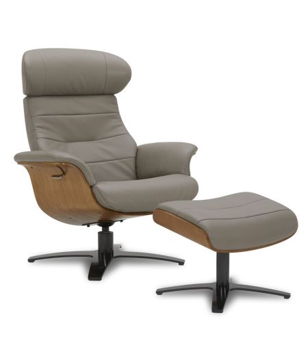 Fauteuil en cuir et bois chêne naturel - Véga