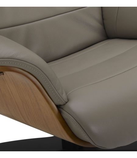 Fauteuil en cuir et bois chêne naturel - Véga