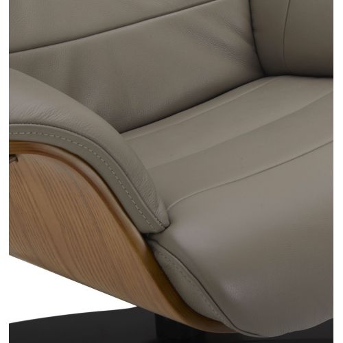 Fauteuil en cuir et bois chêne naturel - Véga