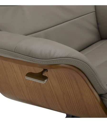 Fauteuil en cuir et bois chêne naturel - Véga