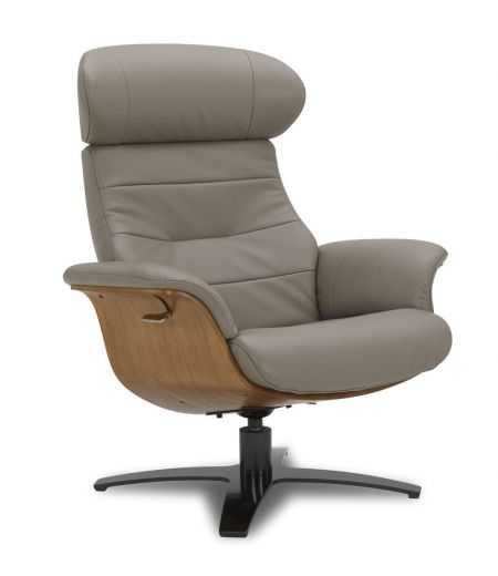 Fauteuil en cuir et bois chêne naturel - Véga