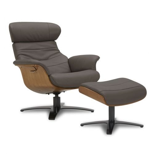 Fauteuil en cuir et bois chêne naturel - Véga