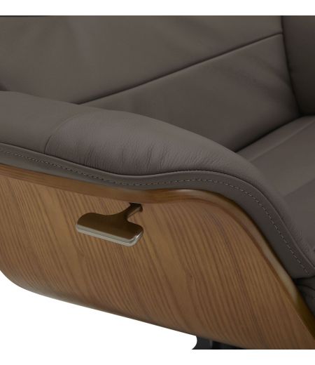 Fauteuil en cuir et bois chêne naturel - Véga