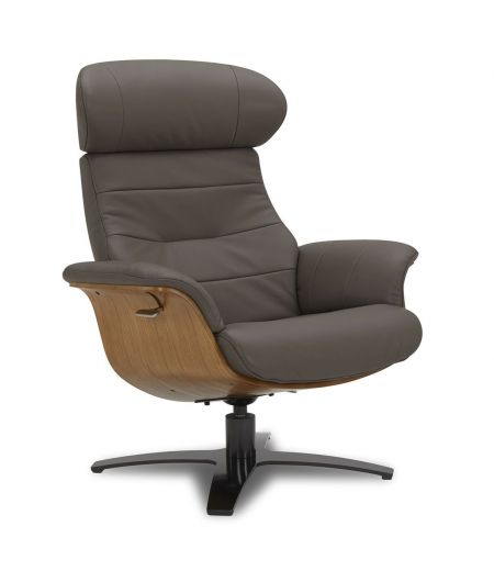 Fauteuil en cuir et bois chêne naturel - Véga