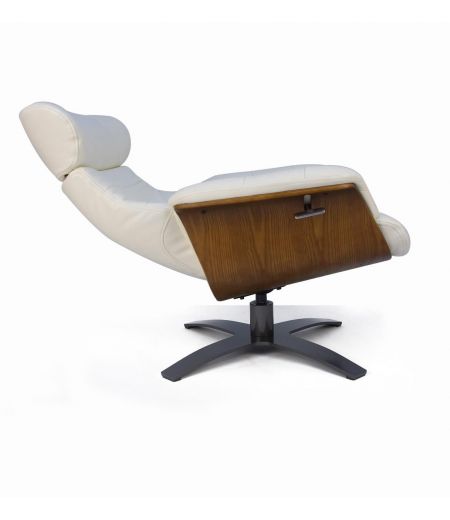 Sillón de cuero y madera de roble natural - Véga