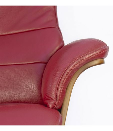 Sillón de cuero y madera de roble natural - Véga