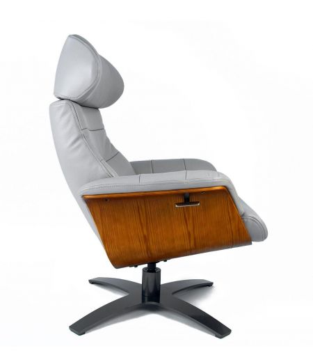 Sillón de cuero y madera de roble natural - Véga