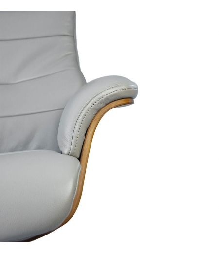 Sillón de cuero y madera de roble natural - Véga