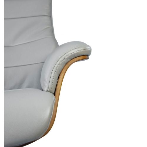 Fauteuil en cuir et bois chêne naturel - Véga