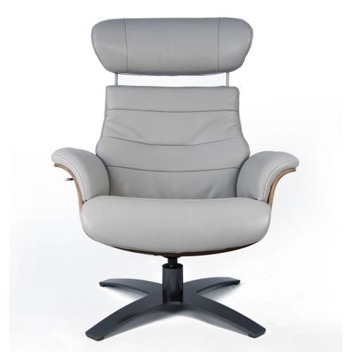 Fauteuil en cuir et bois chêne naturel - Véga