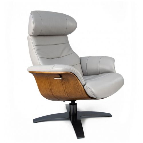 Sillón de cuero y madera de roble natural - Véga