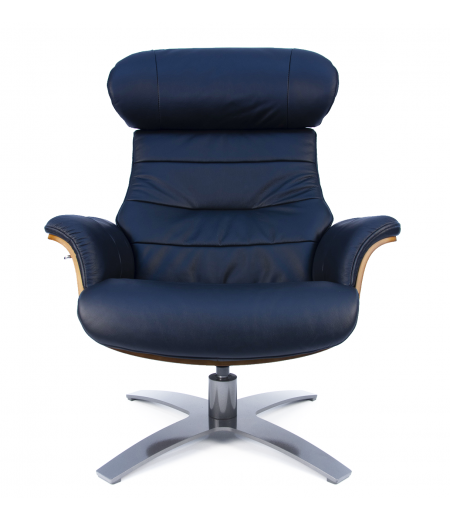 Fauteuil en cuir et bois chêne naturel - Véga