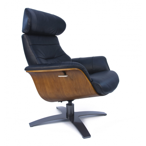 Sillón de cuero y madera de roble natural - Véga