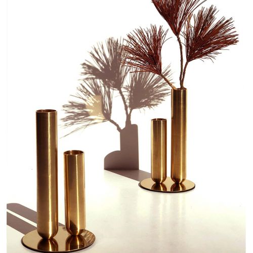 Pareja de "Soliflores" en Latón o Metal Lacado