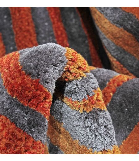 Tapis Rond Rouge, Orange et Gris - Essentiel