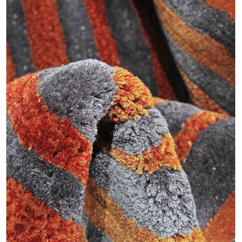 Tapis Rond Rouge, Orange et Gris - Essentiel