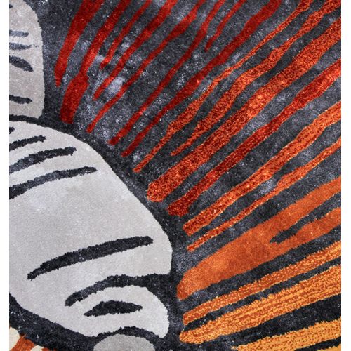 Tapis Rond Rouge, Orange et Gris - Essentiel