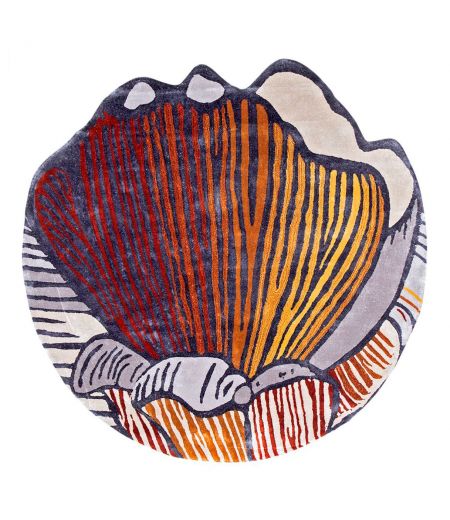 Red, Orange and Gray Round Carpet - Essentiel