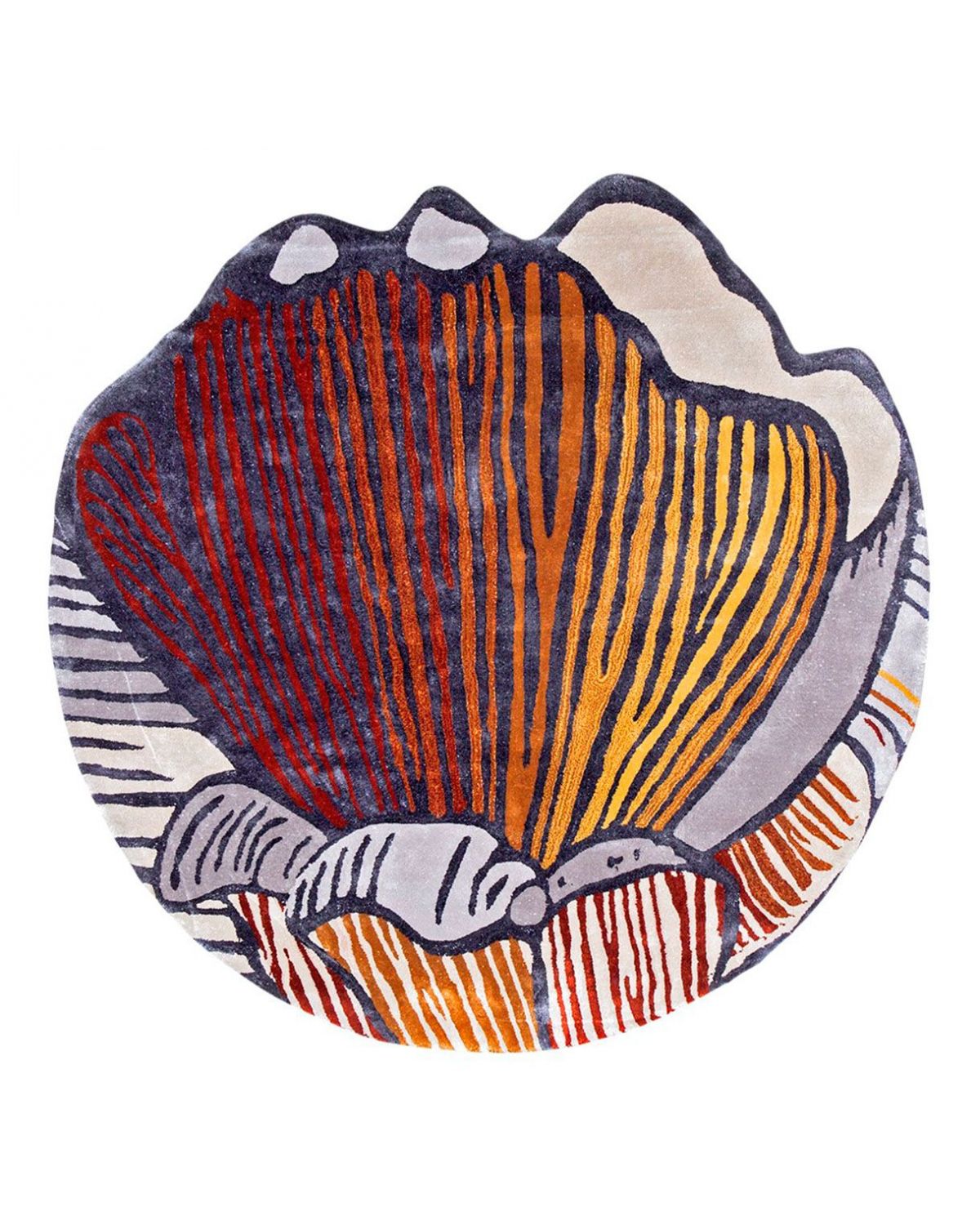 Tapis Rond Rouge, Orange et Gris - Essentiel