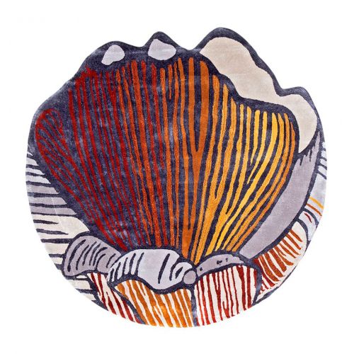 Tapis Rond Rouge, Orange et Gris - Essentiel