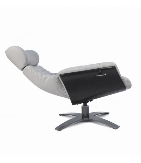 Fauteuil en cuir et bois noir - Véga