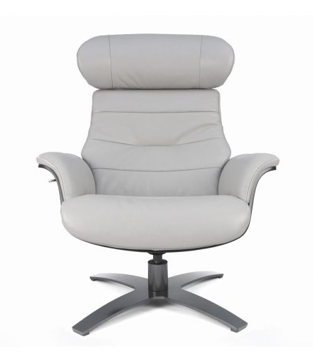 Fauteuil en cuir et bois noir - Véga