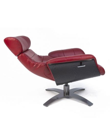 Fauteuil en cuir et bois noir - Véga