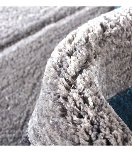 Alfombra rectangular de lana y viscosa - Celeste