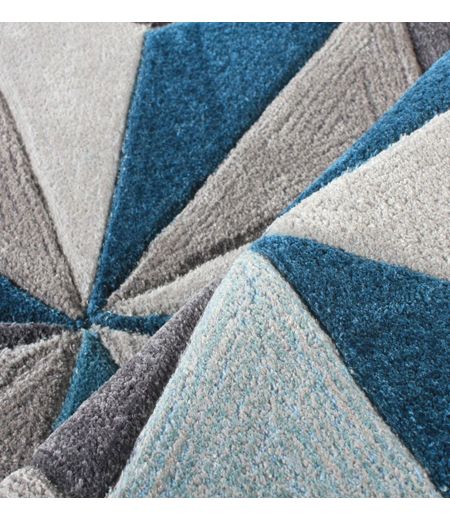 Alfombra rectangular de lana y viscosa - Celeste