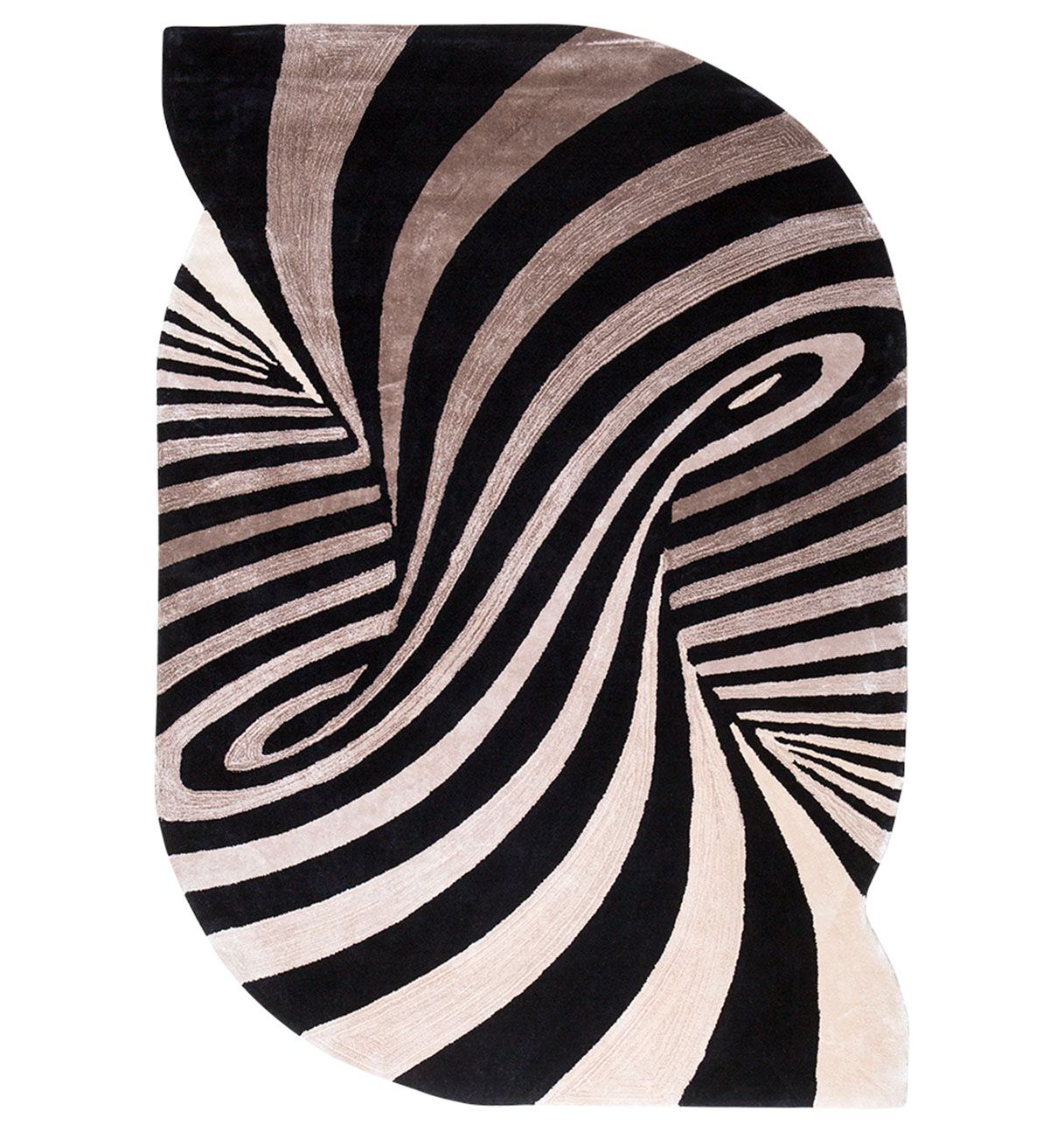 Living Room Rug Black and Shaded Beige - Volutes