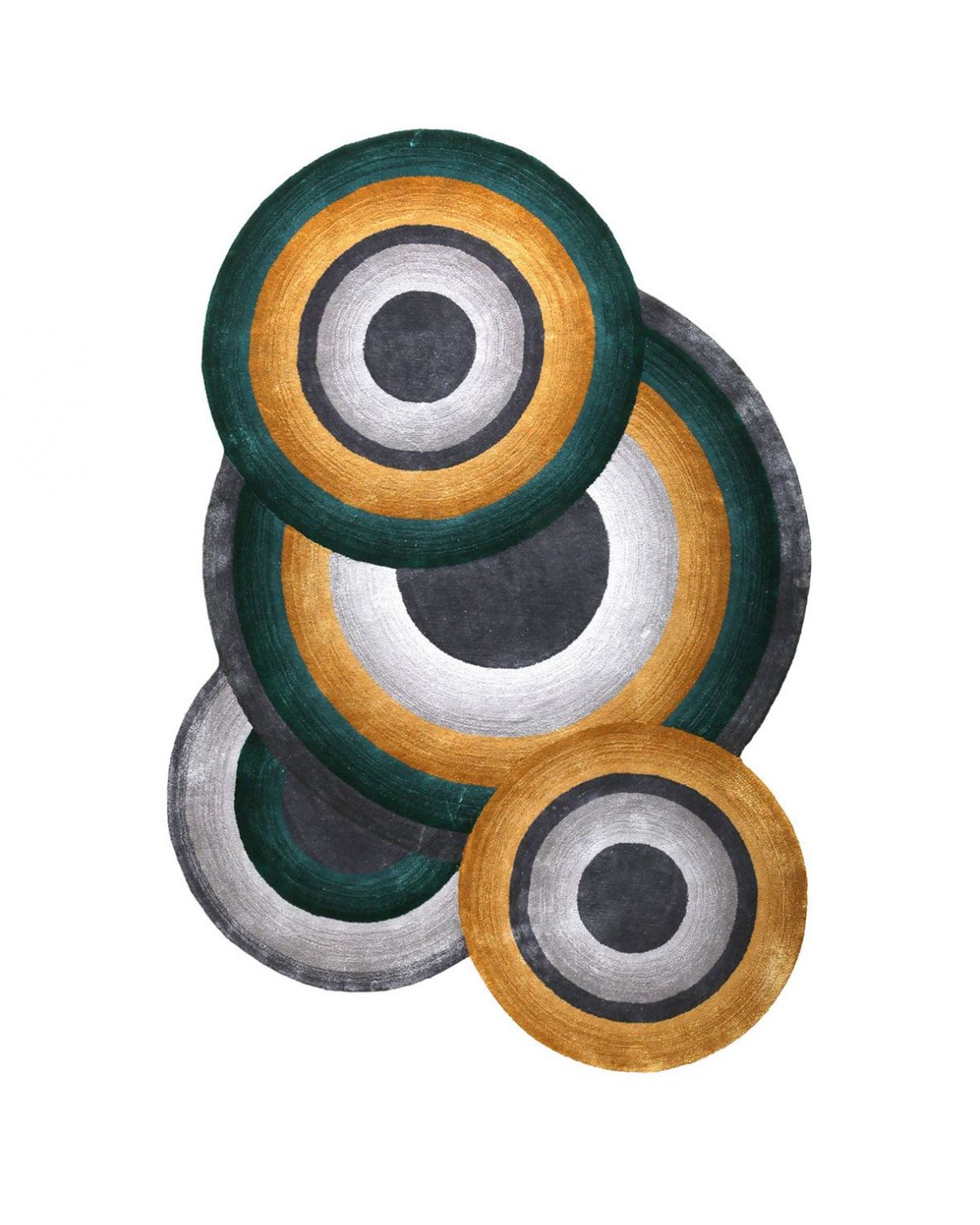 Tapis à motifs ronds Vert Canard, Topaze et Gris - Prelude