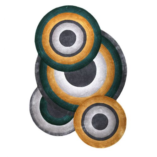 Tapis à motifs ronds Vert Canard, Topaze et Gris - Prelude