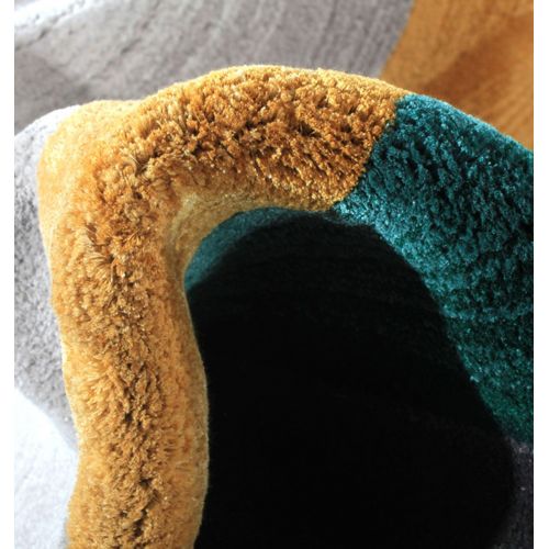 Tapis à motifs ronds Vert Canard, Topaze et Gris - Prelude