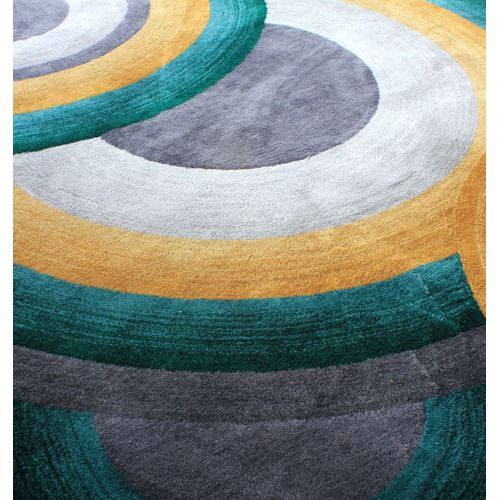 Tapis à motifs ronds Vert Canard, Topaze et Gris - Prelude