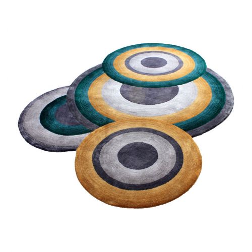 Tapis à motifs ronds Vert Canard, Topaze et Gris - Prelude