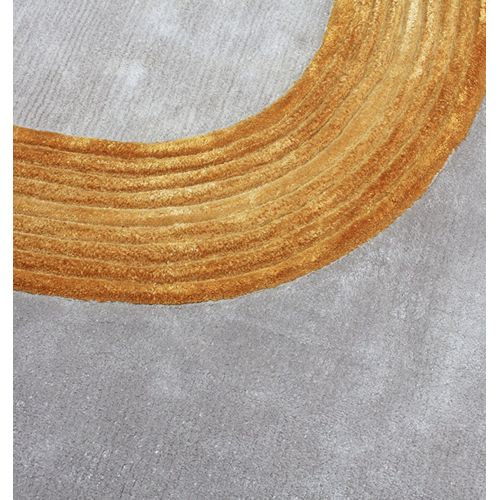 Tapis de Salon Ovale Gris, Jaune et Bleu - Eclat