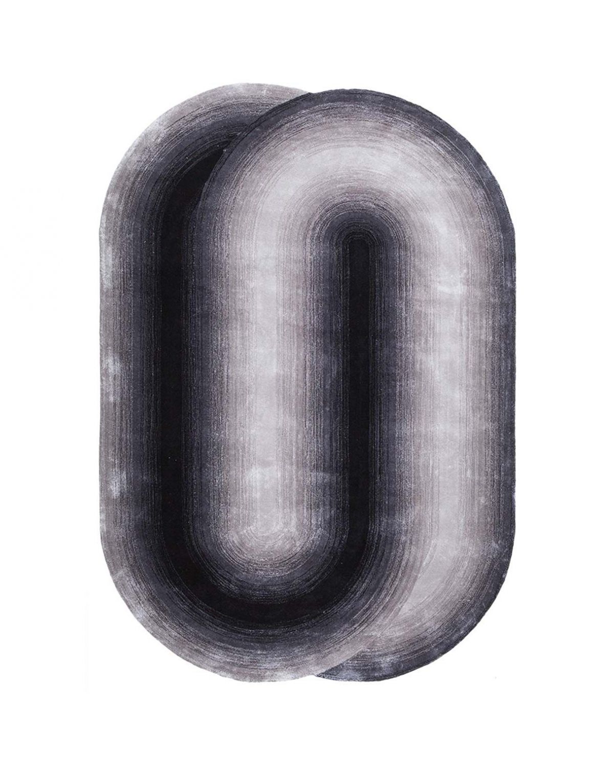 Tapis Ovale Noir et Gris Dégradés - Pure