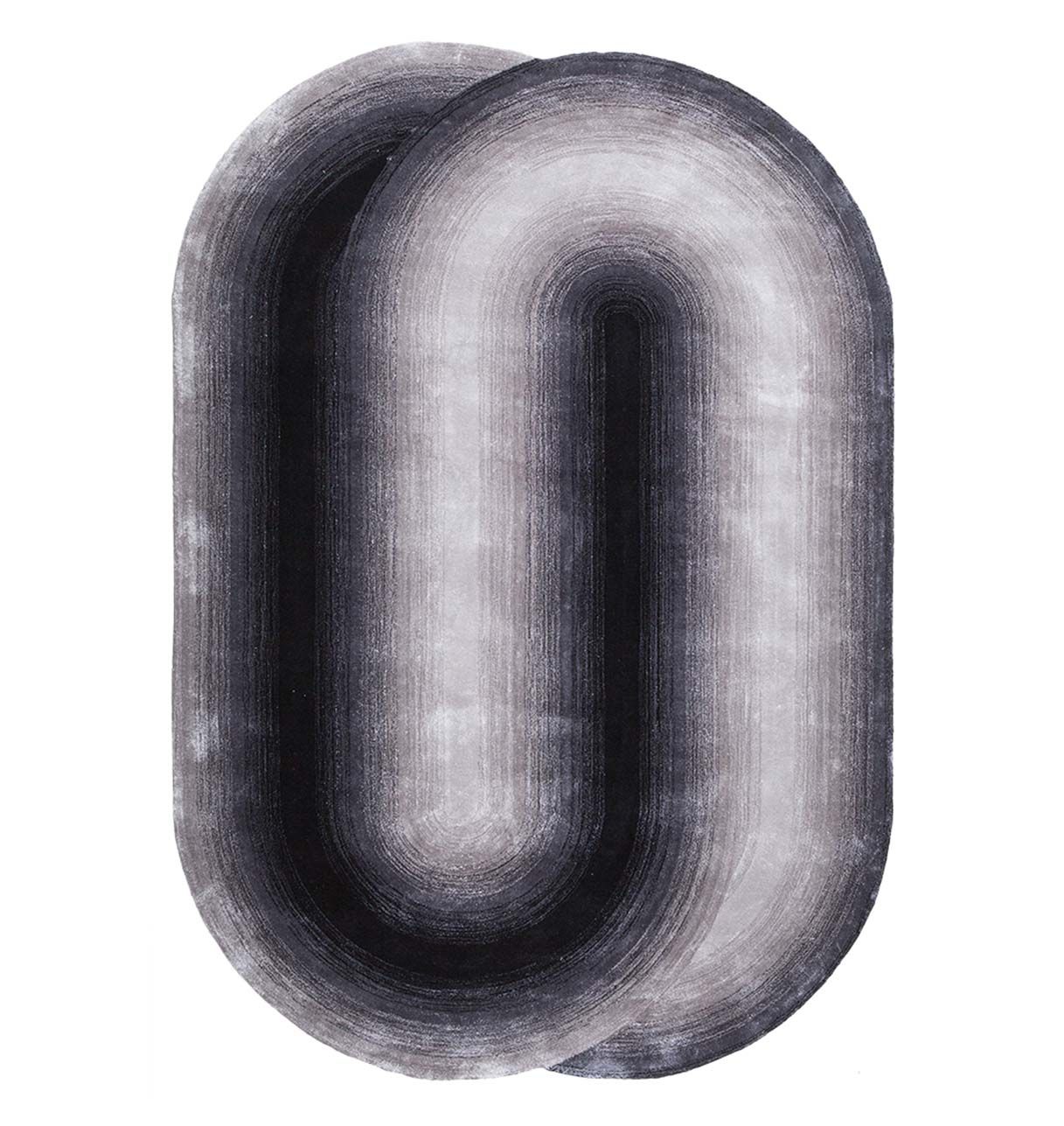Gradient Black and Gray Oval Rug - Pure