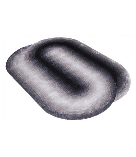 Alfombra redondeada negra y gris - Pure