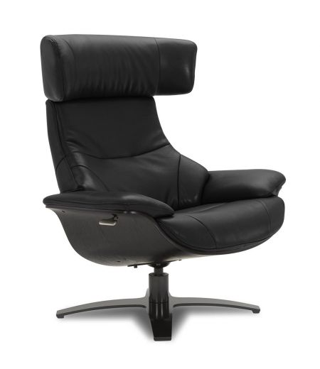 Armchair in leather and black oak - Naos - Black