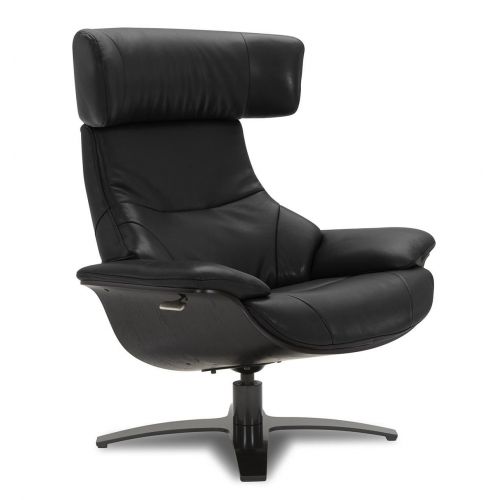 Fauteuil en cuir et chêne noir - Naos