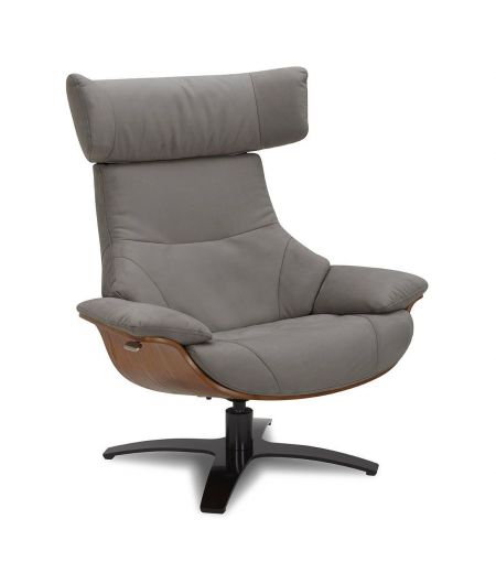 Armchair in Microfiber and Natural Oak - Naos - Anthracite