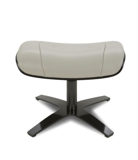 Pouf in leather and black oak - Naos - Grey