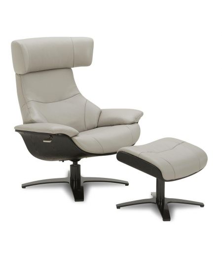 Pouf en cuir et chêne noir - Naos