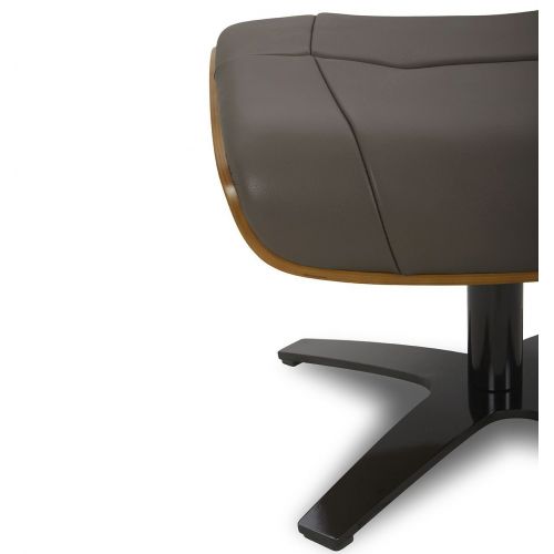 Pouf en cuir et chêne Naturel - Naos