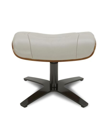 Pouf in leather and Natural oak - Naos - Grey