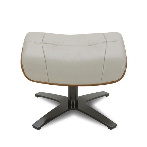 Pouf en cuir et chêne Naturel - Naos